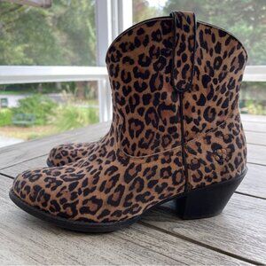 Ariat Leopard Darlin Leather Booties Womens Size 8